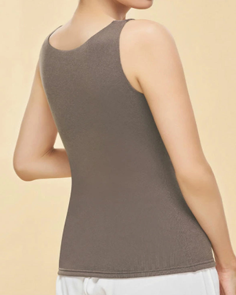 Silk Patch Fleece-Lined Fixed Cups Wire-Free Comfortable Warm Vest
