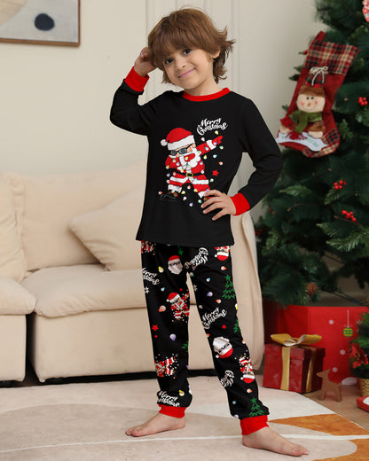 Santa Claus Colored Light Bulb Print Home Wear Parent-Child Pajama Set