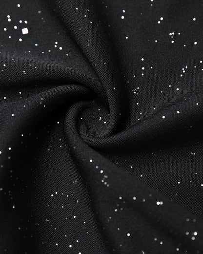 Shimmering Mesh Floral Embroidery Patchwork Round Neck Long Sleeve Bodycon Dress