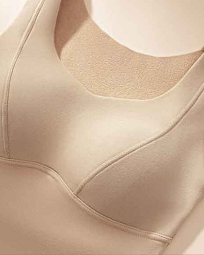 Silk Patch Fleece-Lined Fixed Cups Wire-Free Comfortable Warm Vest