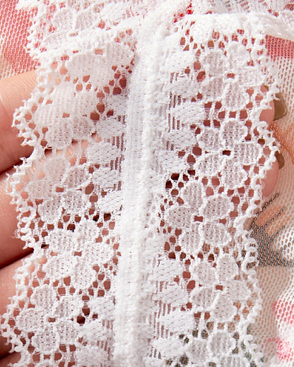 Colorful Floral Print Mesh Sheer Bodysuit Lingerie