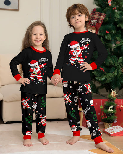 Santa Claus Colored Light Bulb Print Home Wear Parent-Child Pajama Set