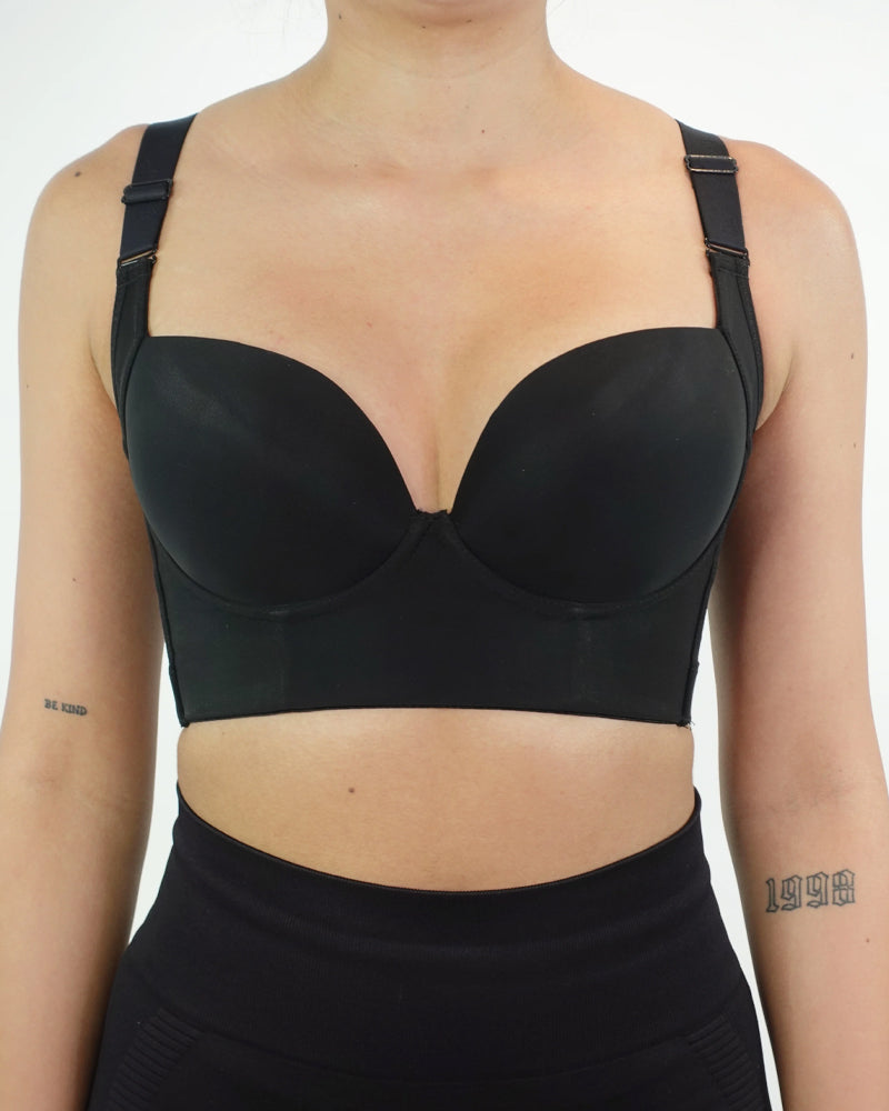 V-neck Wide Back Underwire Long Body Shaping Push-up Bra