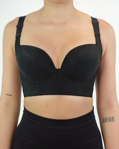 V-neck Wide Back Underwire Long Body Shaping Push-up Bra