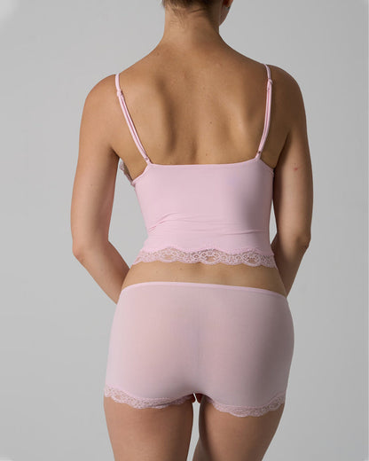 Sexy Skin-friendly Lace Trim V-neck Camisole and Boyshorts Underwear Set