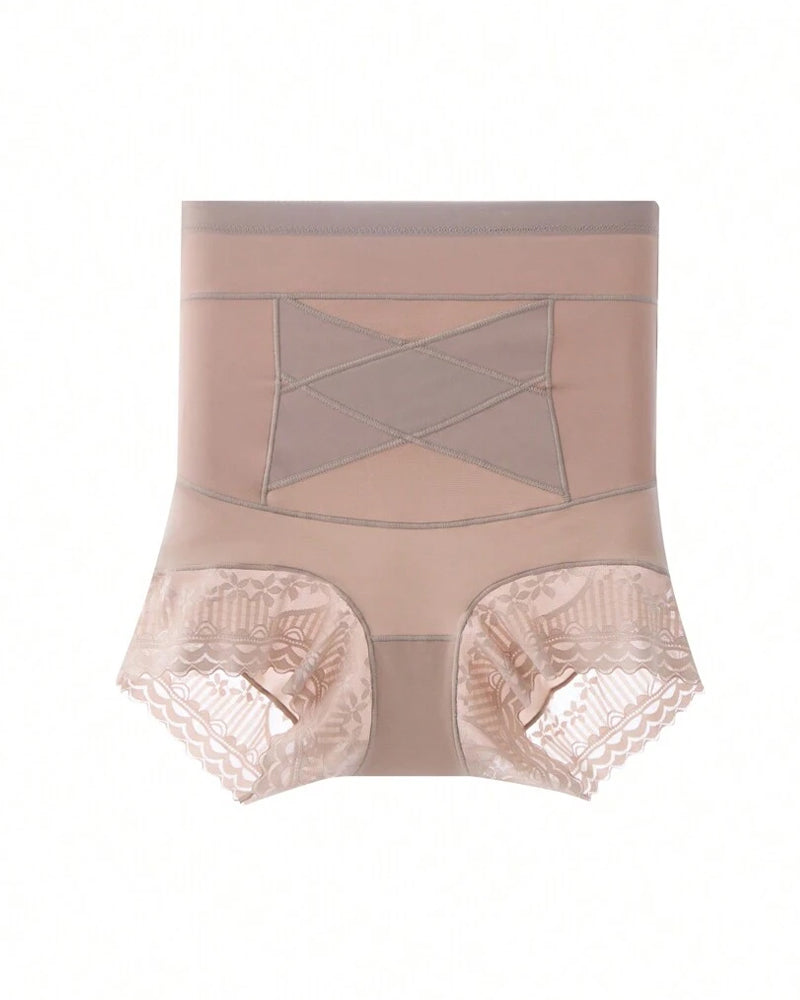 Women's High-waisted Tummy-control Butt-lifting Lace-trim Shaping Panties