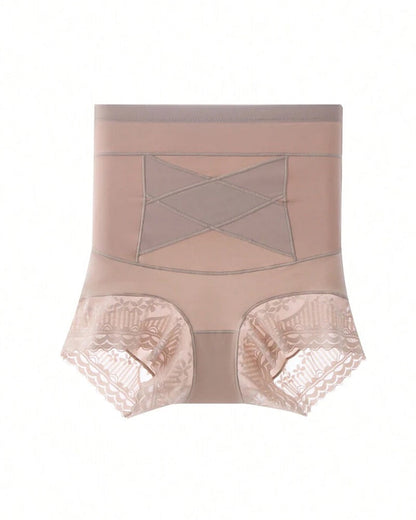 Women's High-waisted Tummy-control Butt-lifting Lace-trim Shaping Panties