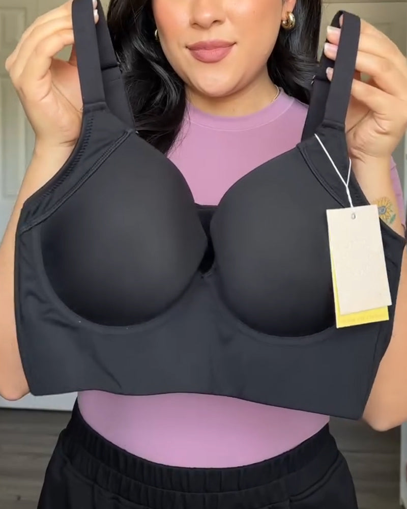 V-neck Wide Back Underwire Long Body Shaping Push-up Bra