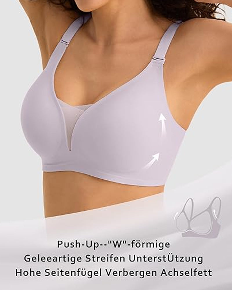 V-neck Comfortable Breathable Seamless Wire-free Push-up Mesh Bra