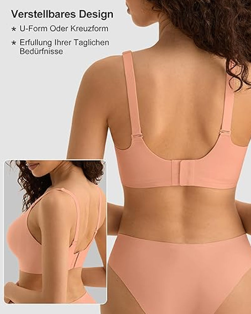 V-neck Comfortable Breathable Seamless Wire-free Push-up Mesh Bra