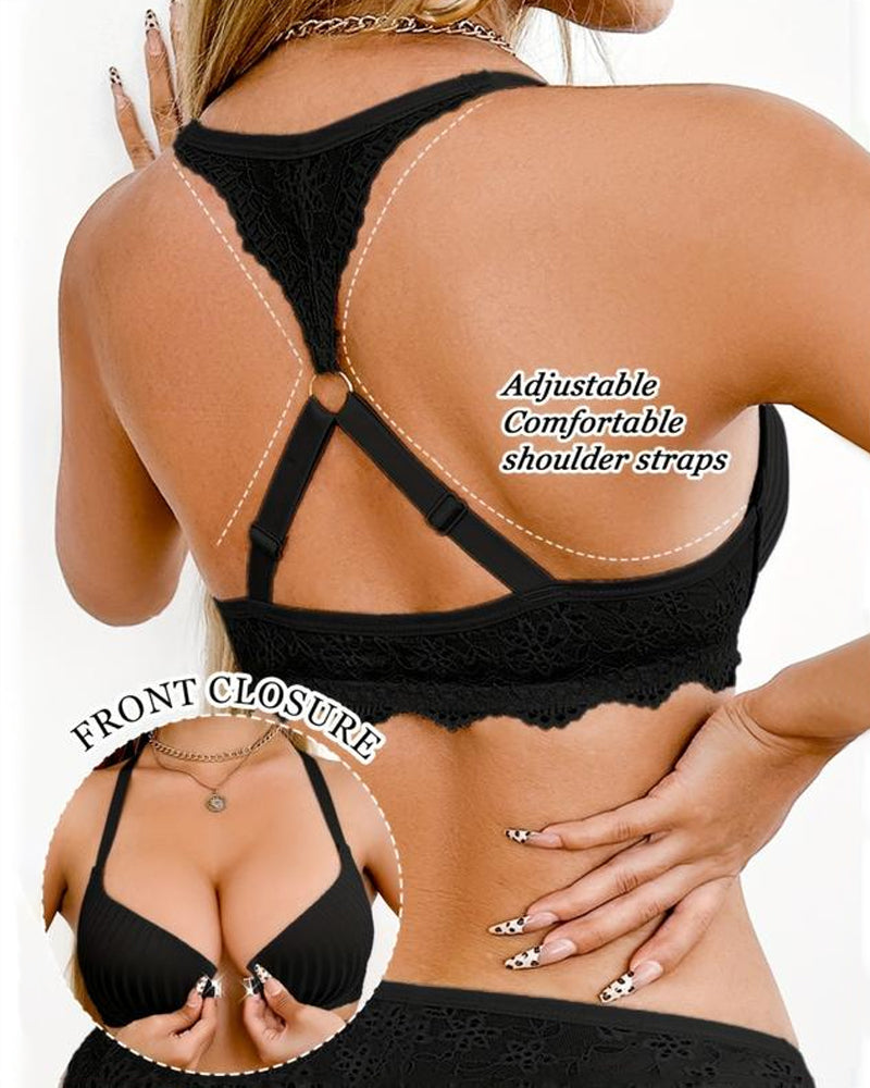 Women's Sexy Front-closure Lace-paneled Underwired Bra