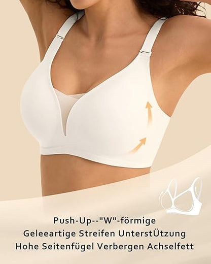 V-neck Comfortable Breathable Seamless Wire-free Push-up Mesh Bra