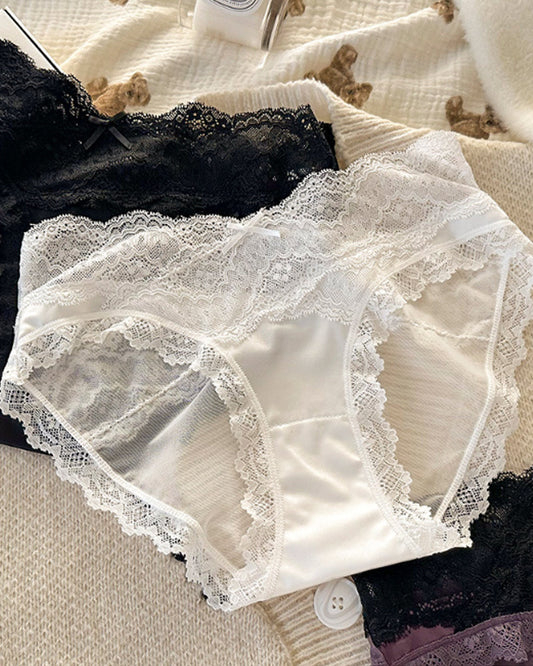Sexy Colorblock Lace Mesh Sheer Panties