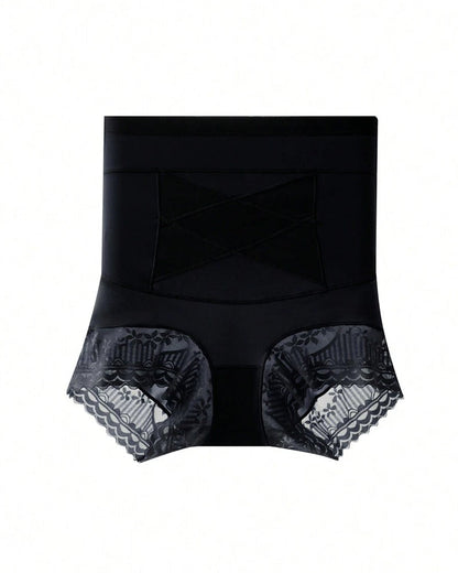 Women's High-waisted Tummy-control Butt-lifting Lace-trim Shaping Panties