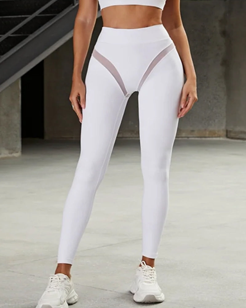 Sexy Mesh High-elasticity Nude-feel Hip-lifting Quick-drying Breathable Tight-fitting Fitness Yoga Pants