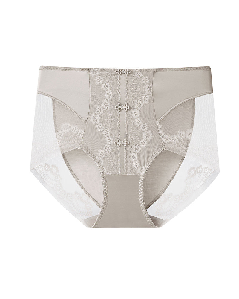 Plus Size Lace Sheer Mesh Seamless High-waisted Panties