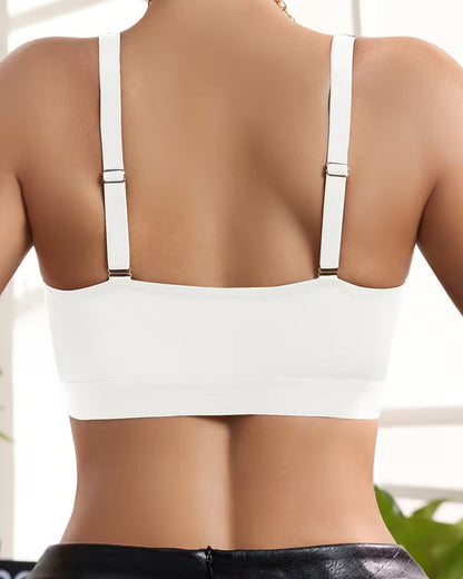 Sexy Deep V-neck Striped Mesh Paneling Front-closure Bra