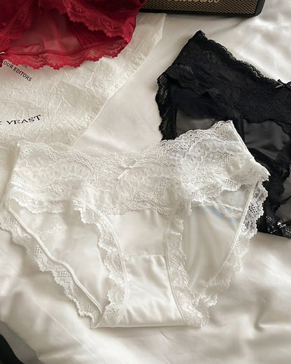 Sexy Colorblock Lace Mesh Sheer Panties