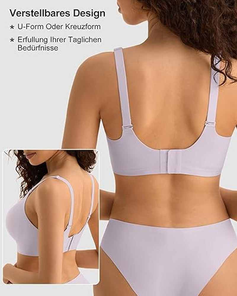 V-neck Comfortable Breathable Seamless Wire-free Push-up Mesh Bra