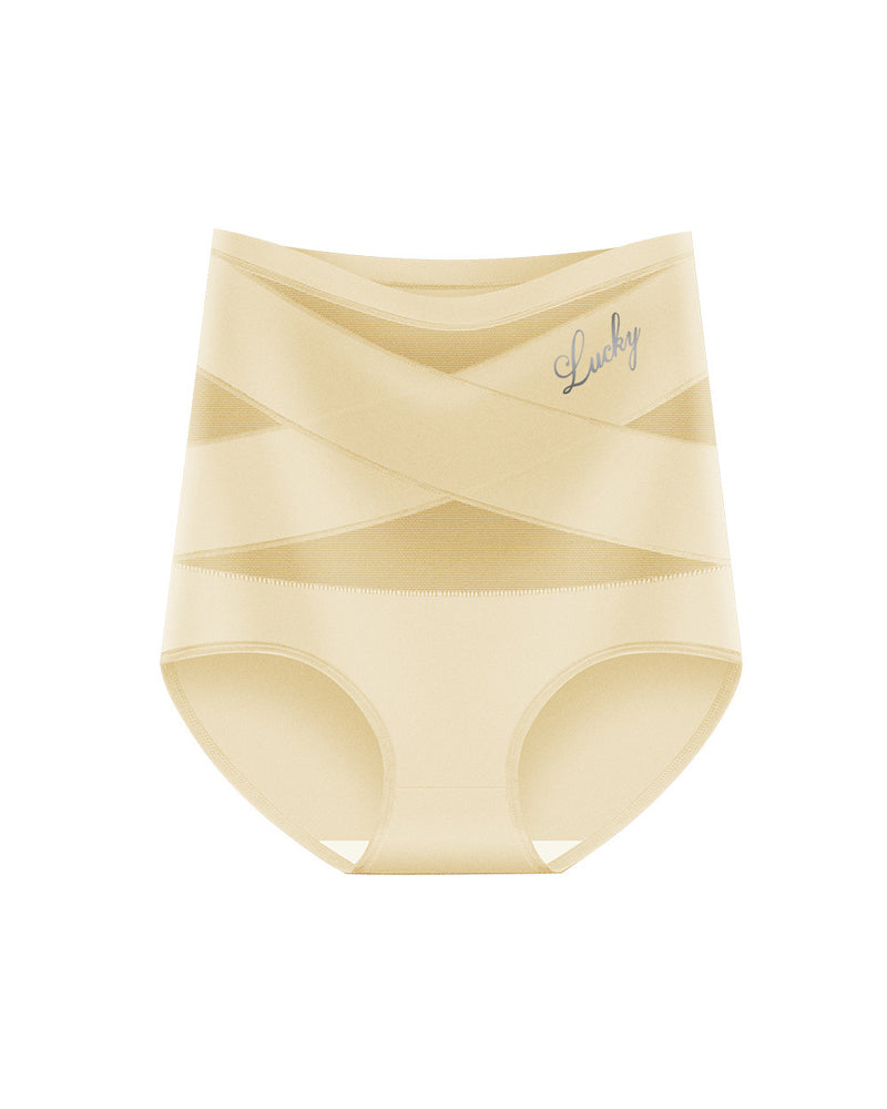 High Waist Tummy Control Breathable Mesh Cross Seamless Hip Lifting Briefs
