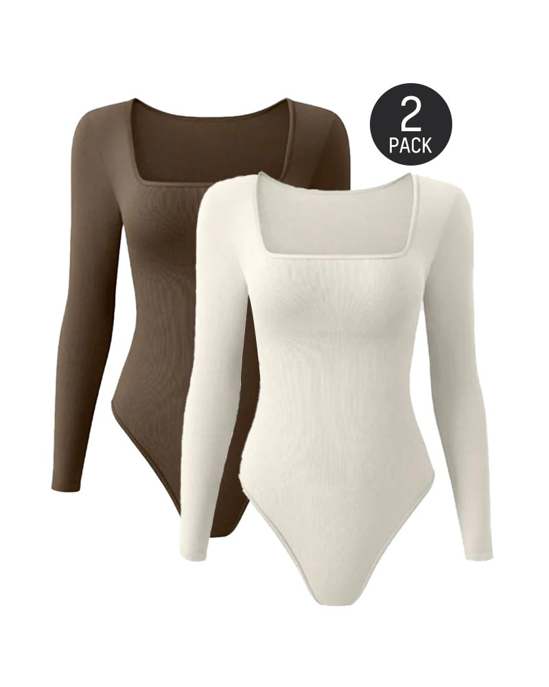 Sexy Square Neck Long Sleeve Bodysuits