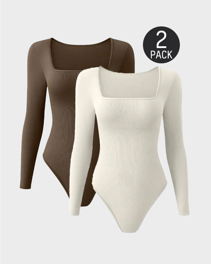 Trendy Square Neck Long Sleeve Bodysuit