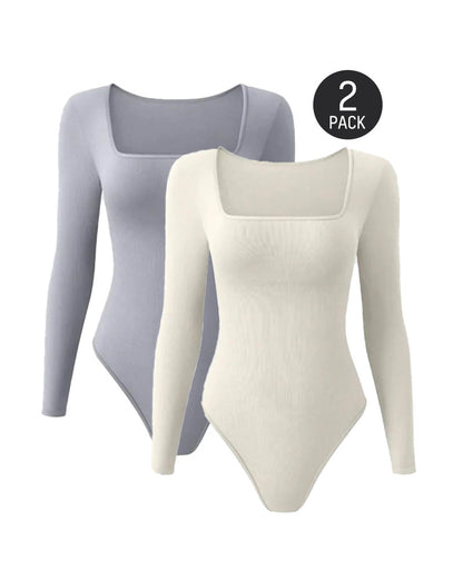 Sexy Square Neck Long Sleeve Bodysuits