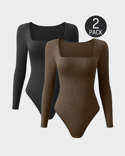 Trendy Square Neck Long Sleeve Bodysuit