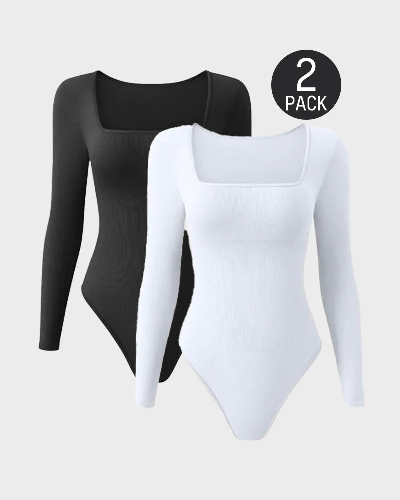 Trendy Square Neck Long Sleeve Bodysuit