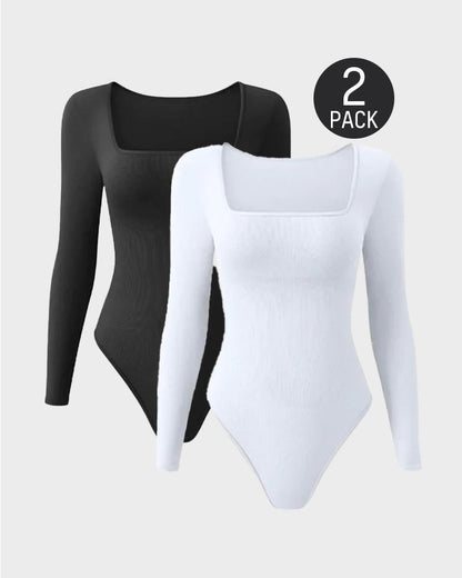 Trendy Square Neck Long Sleeve Bodysuit