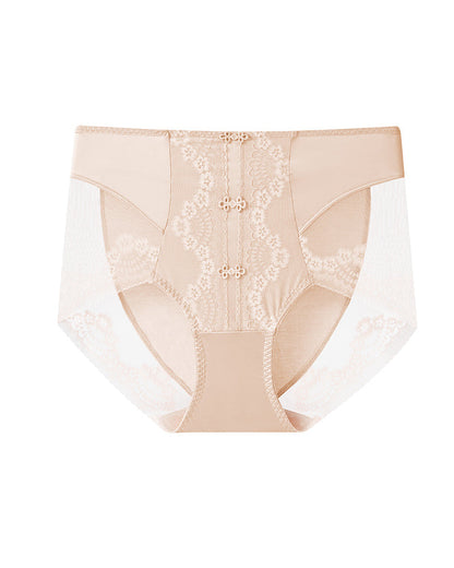 Plus Size Lace Sheer Mesh Seamless High-waisted Panties