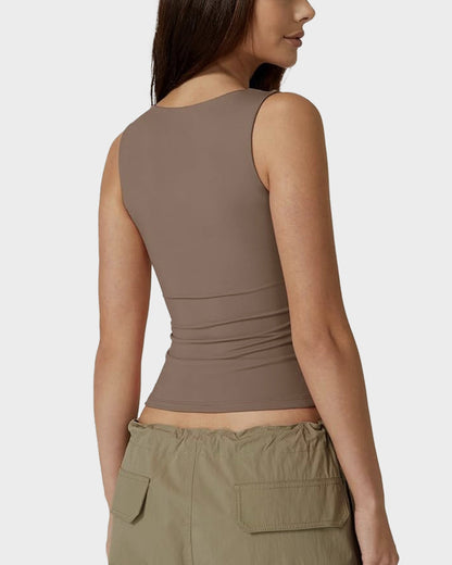 Square Neck Basic Fitted Tank Top