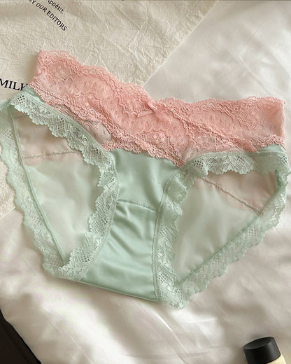 Sexy Colorblock Lace Mesh Sheer Panties