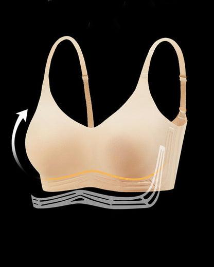Women's V-neck Seamless Breathable Push-up Vest Bra  with Two Removable Shaping Pads