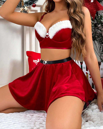 Christmas Velvet Heart Decoration Sexy Suit