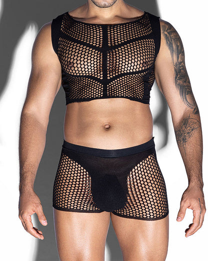 Men's Sexy Tight-Fitting Hollowed-Out Mesh See-Through Fishnet Lingerie