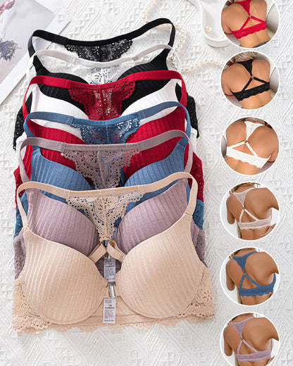 Women's Sexy Front-closure Lace-paneled Underwired Bra