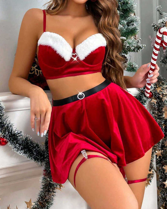 Christmas Velvet Heart Decoration Sexy Suit