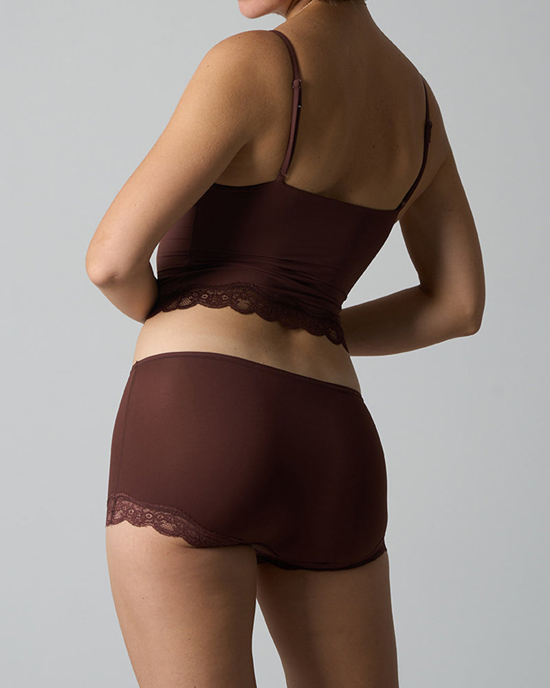 Sexy Skin-friendly Lace Trim V-neck Camisole and Boyshorts Underwear Set