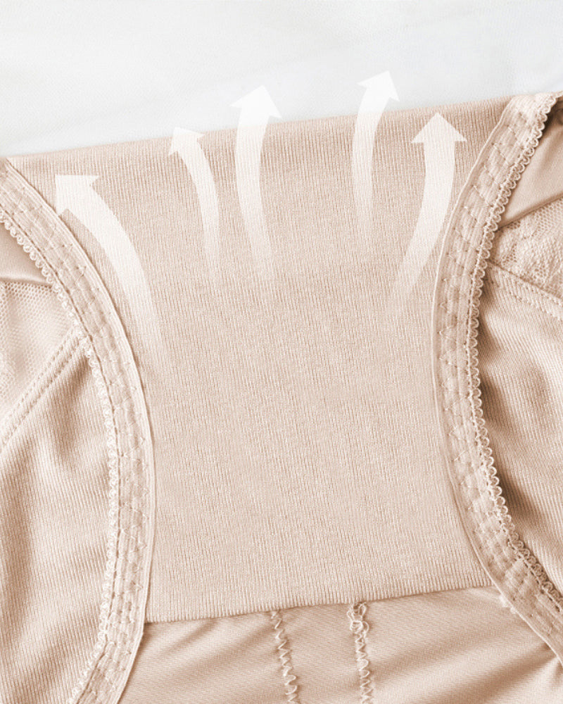 Plus Size Lace Sheer Mesh Seamless High-waisted Panties